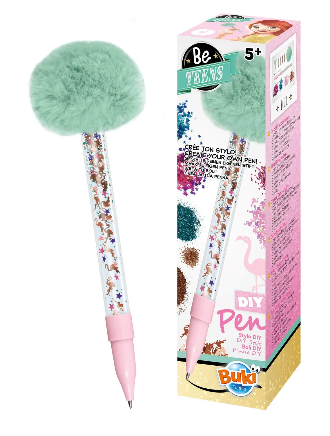 Buki Be Teens DIY-Stift Flamingo Bastelset mit Bommel