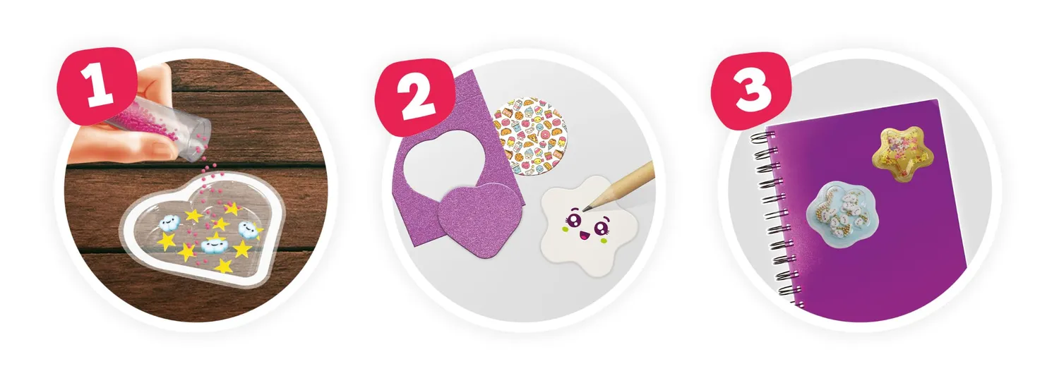 Buki France Kawaii FK026 Bastelset 10 3D-Sticker Glitzer