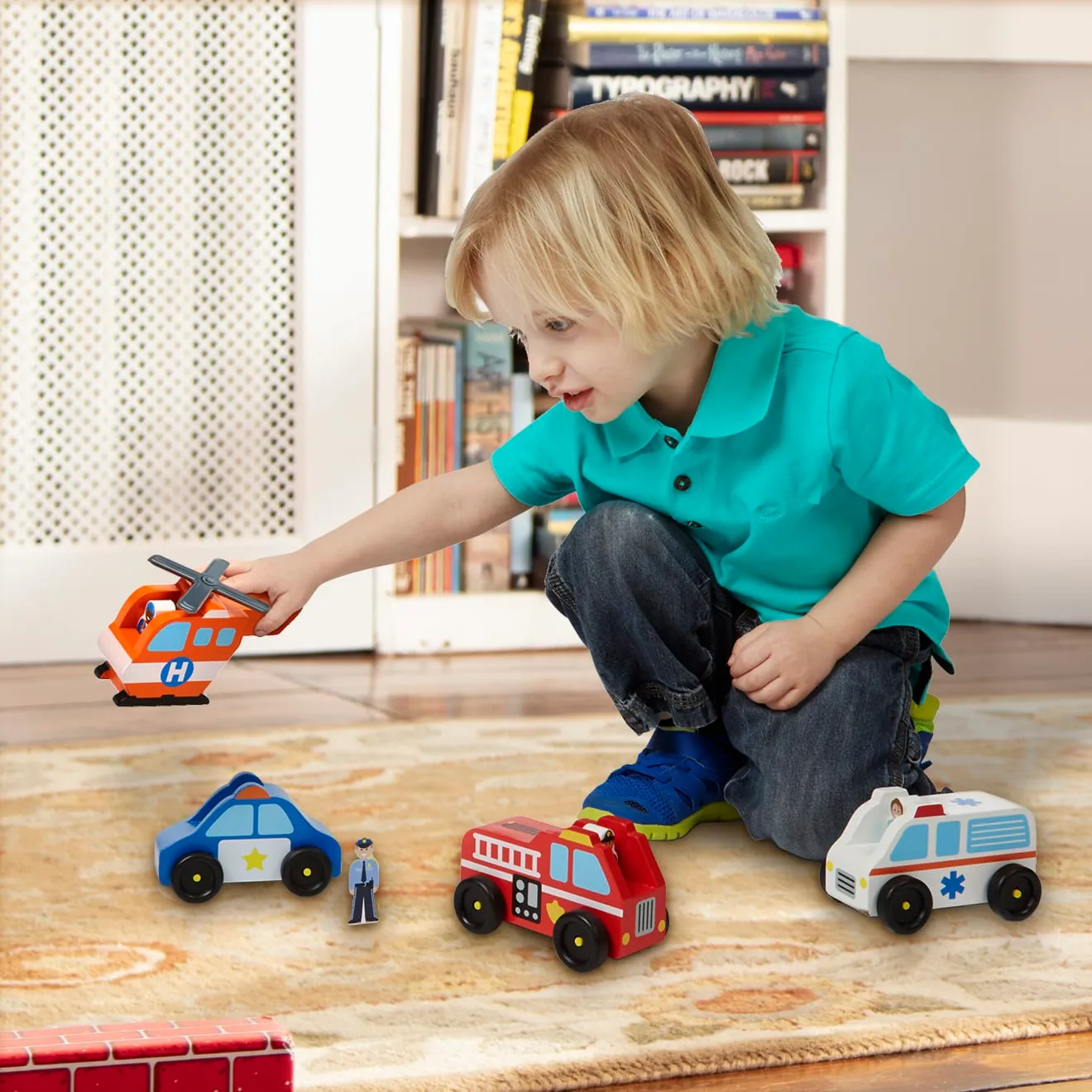 Melissa & Doug Emergency Vehicle Set Holzautos 4er Set Holz