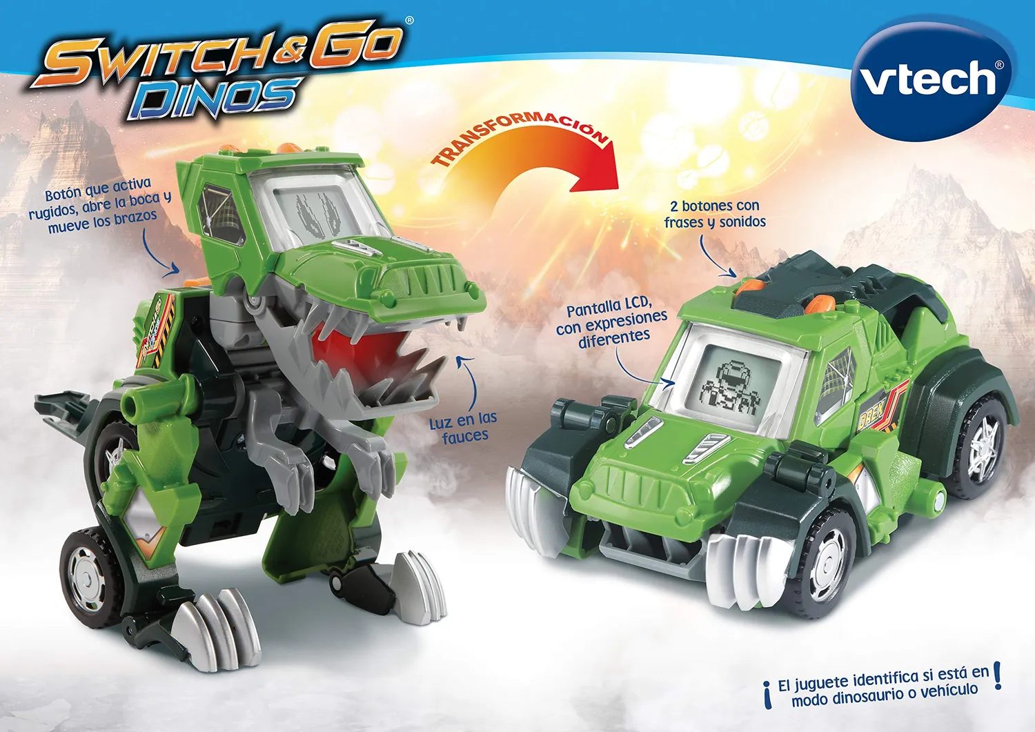 VTech Switch & Go Dinos Mud T-Rex 4x4 Dinosaurier grün spanisch