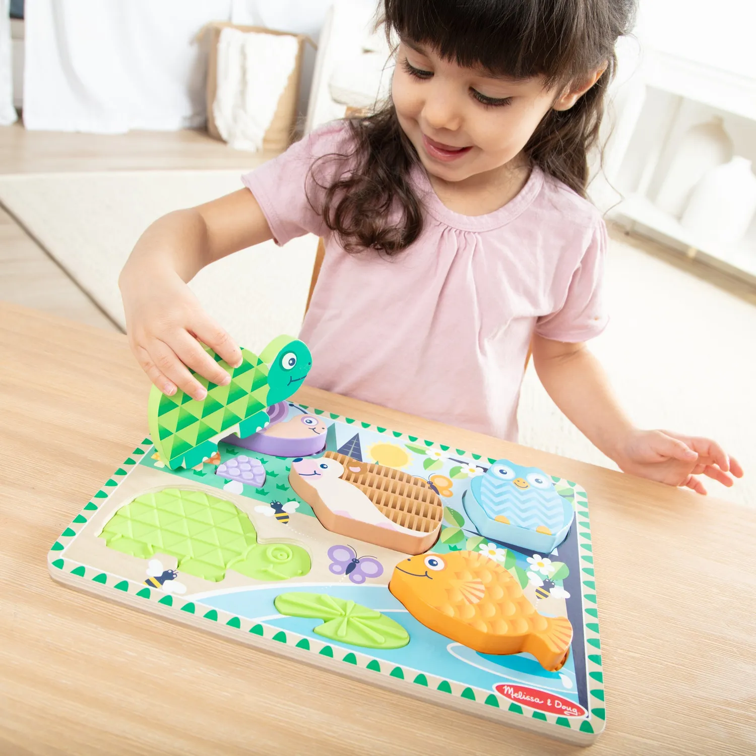 Melissa & Doug Forest Friends Fühlpuzzle Holzpuzzle 5 Teile ab 2J
