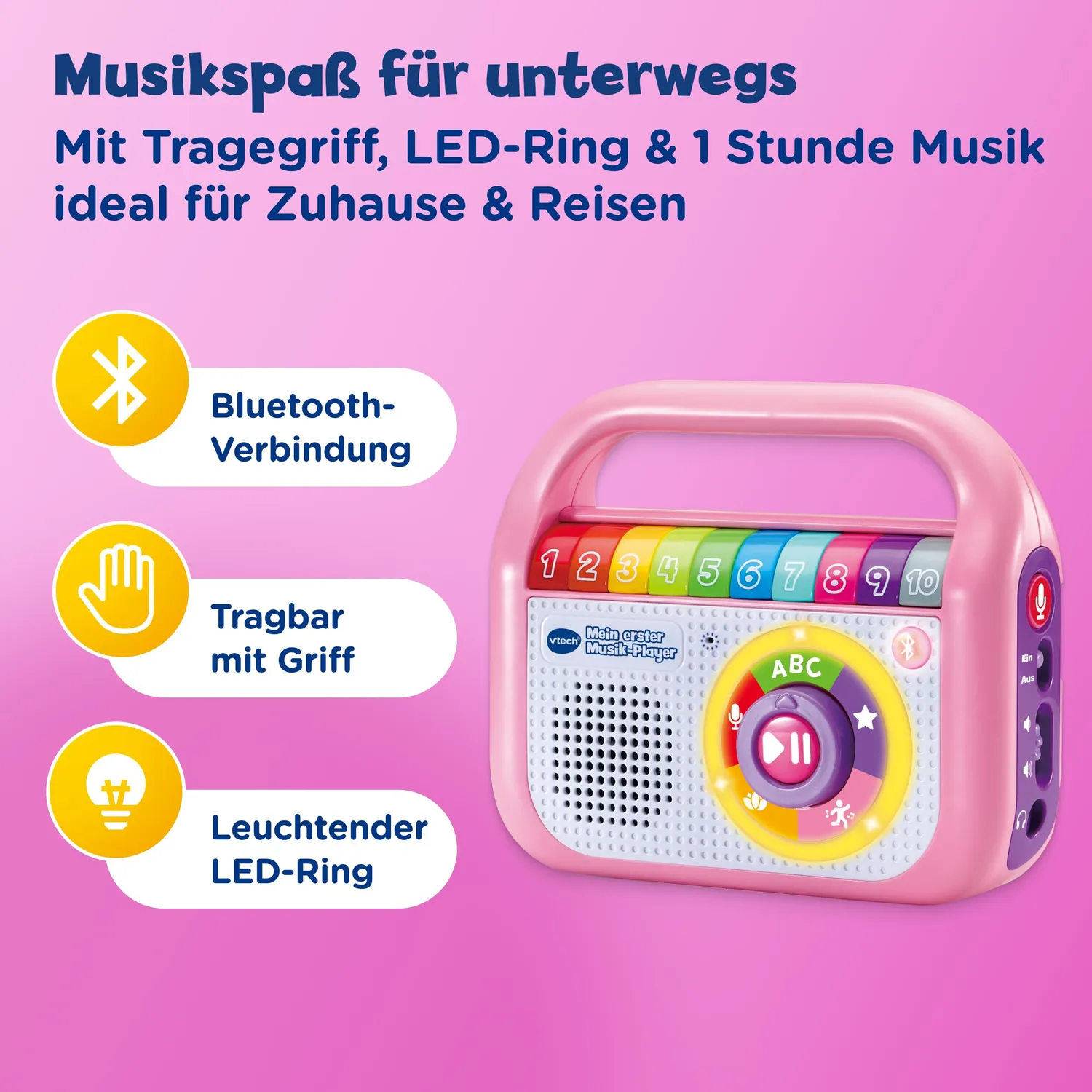 VTech Mein Erster Musik-Player Musikplayer Pink mit Aufnahme