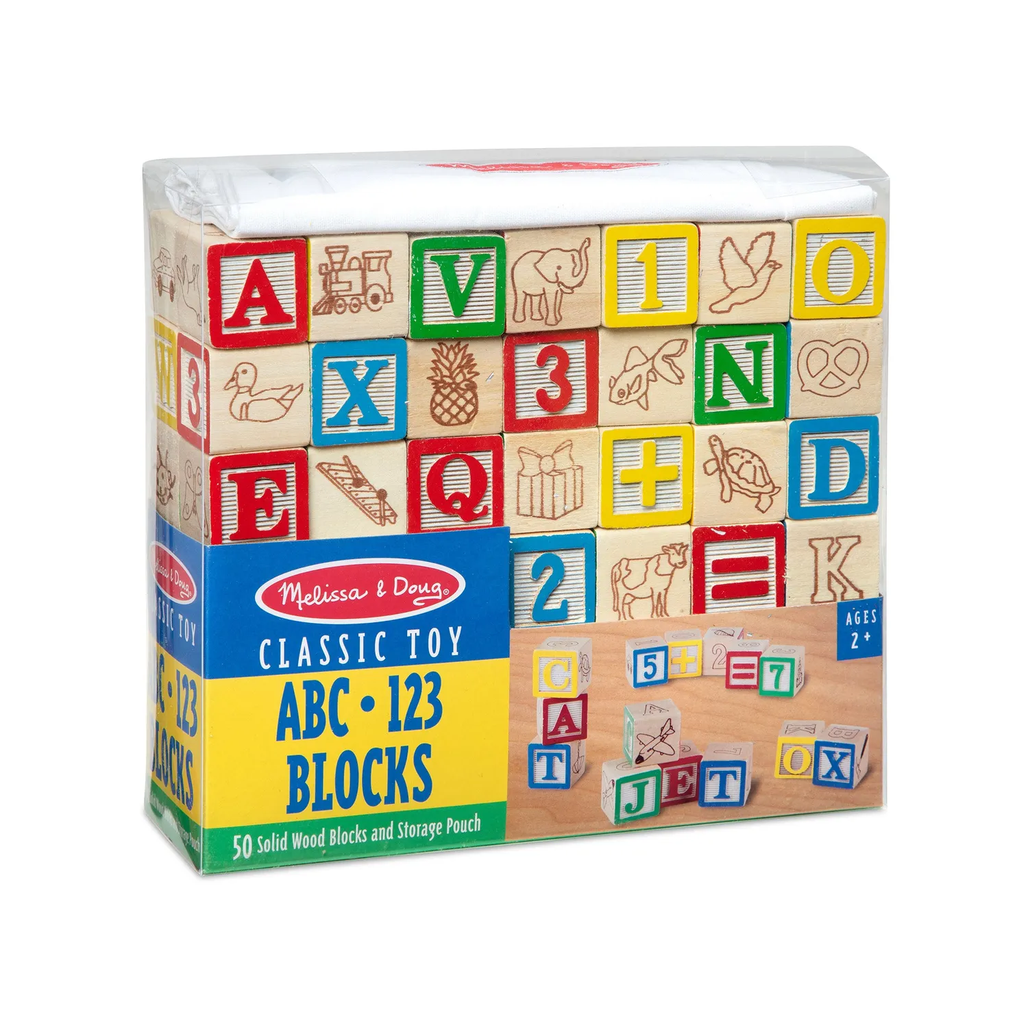 Melissa & Doug ABC 123 Blocks Holzbausteine 50-teilig