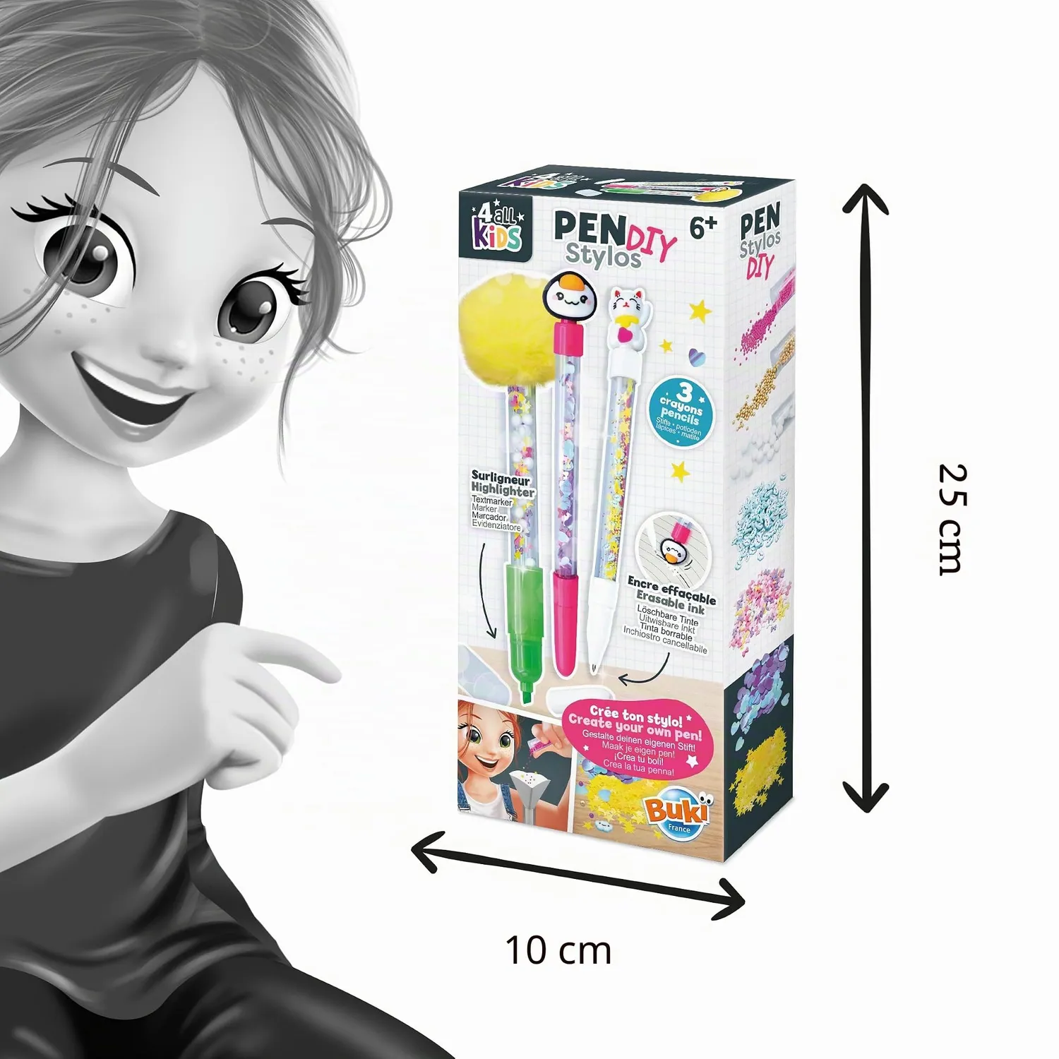 Buki France FK008 DIY-Stift Kawaii Bastelset Gelb