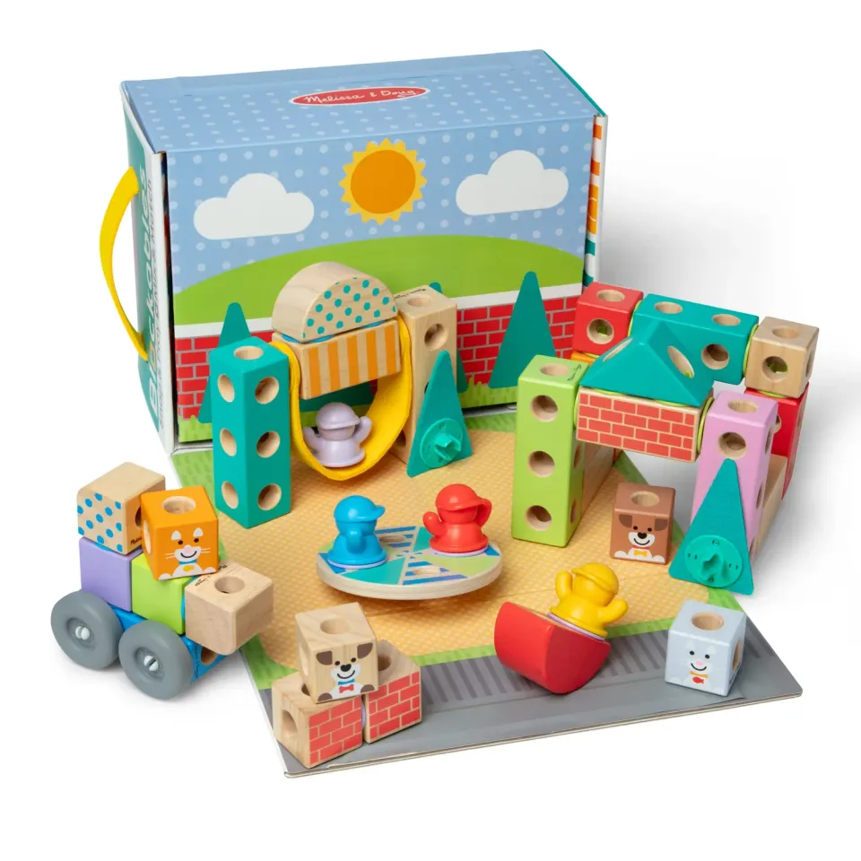 Melissa & Doug Blockables Town Play Set Bausteine 73-tlg Holz