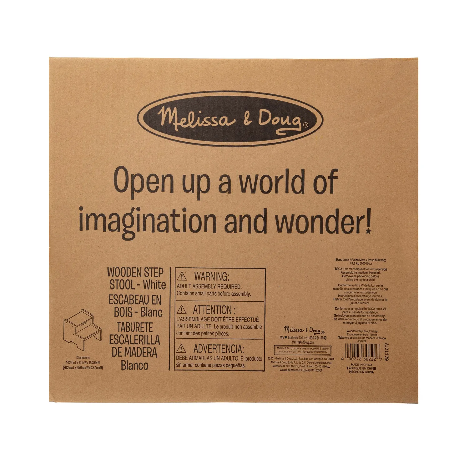 Melissa & Doug Tritthocker Holz Weiß 2 Stufen bis 45 kg