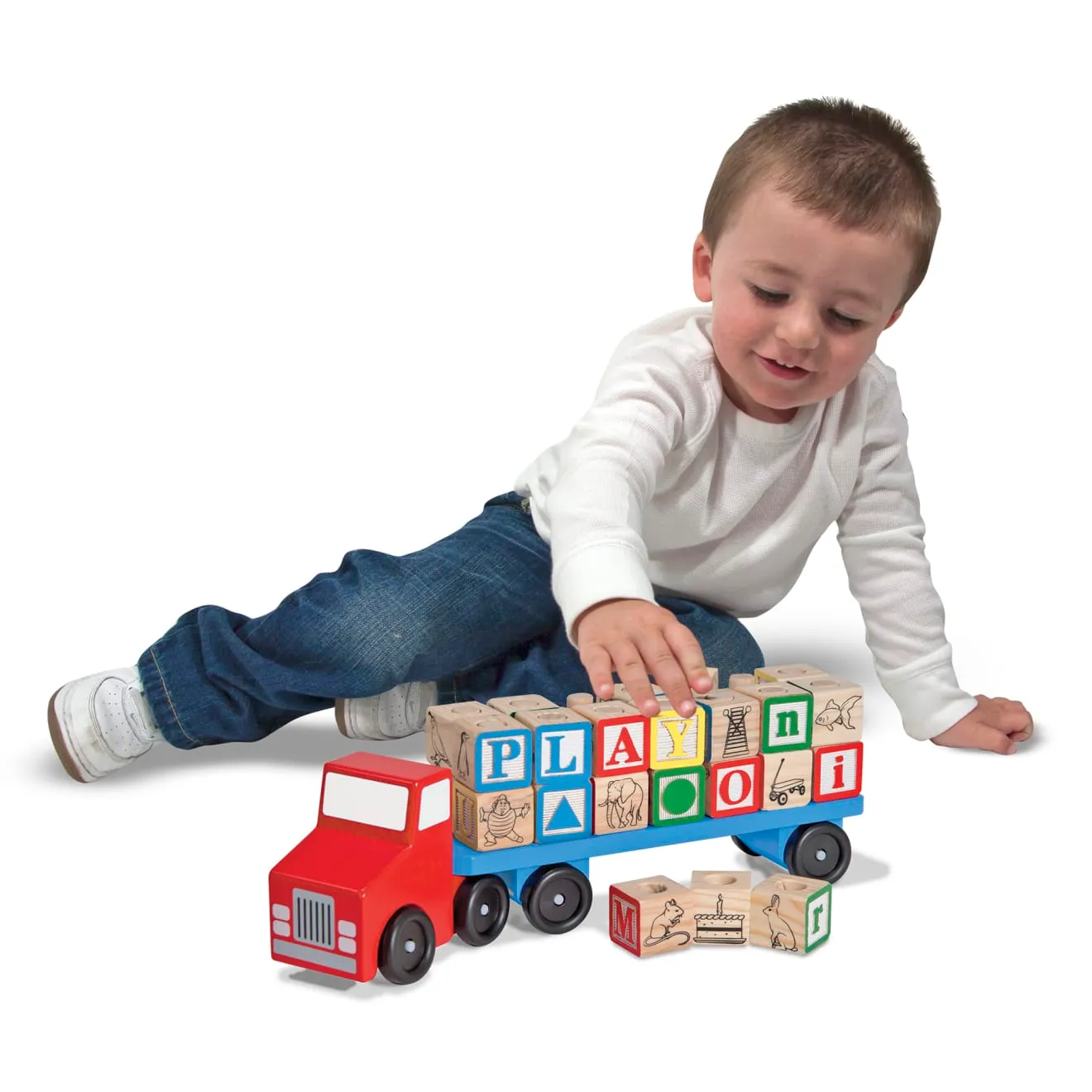 Melissa & Doug Alphabet Truck Holzbausteine 28-teilig Buchstaben