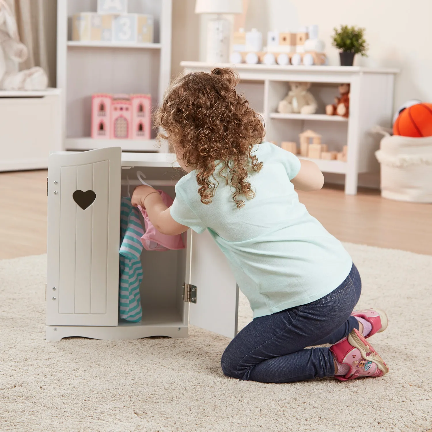 Melissa & Doug Mine to Love Puppenkleiderschrank Weiß Holz