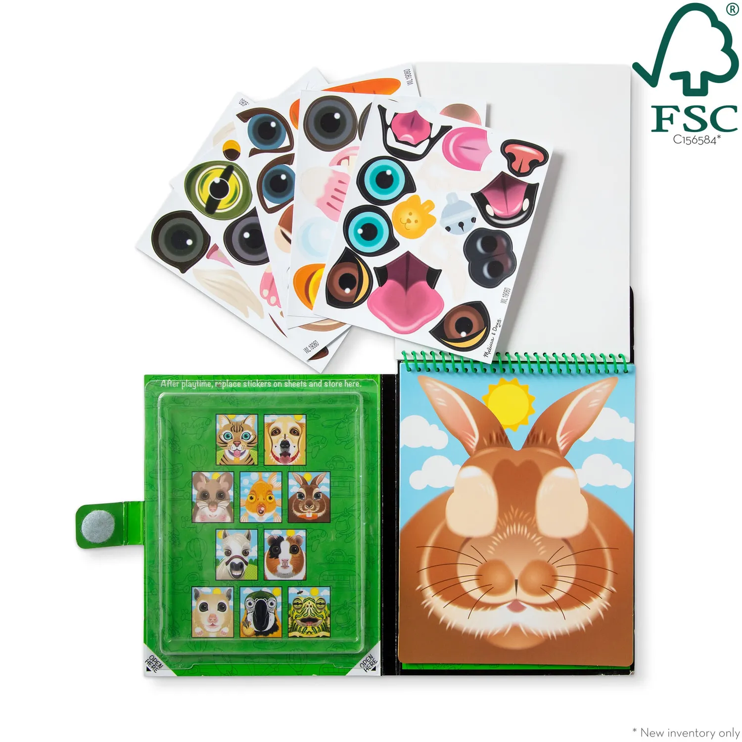 Melissa & Doug Make-a-Face Stickerheft Haustiere wiederverwendbar