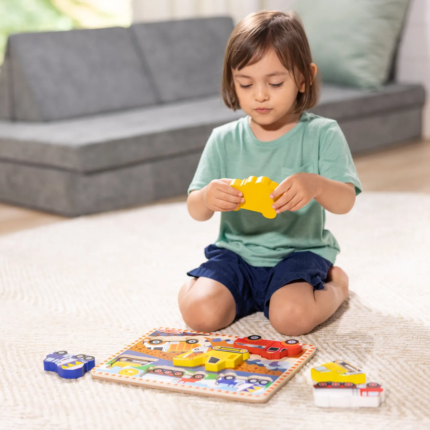Melissa & Doug Construction Chunky Puzzle 6 Teile Holzpuzzle