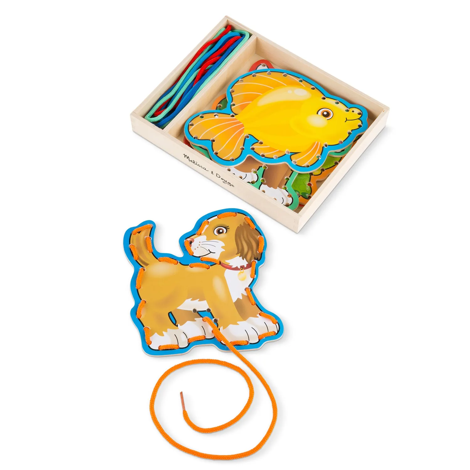 Melissa & Doug Lace & Trace Haustiere Fädelspiel Holz 5-tlg