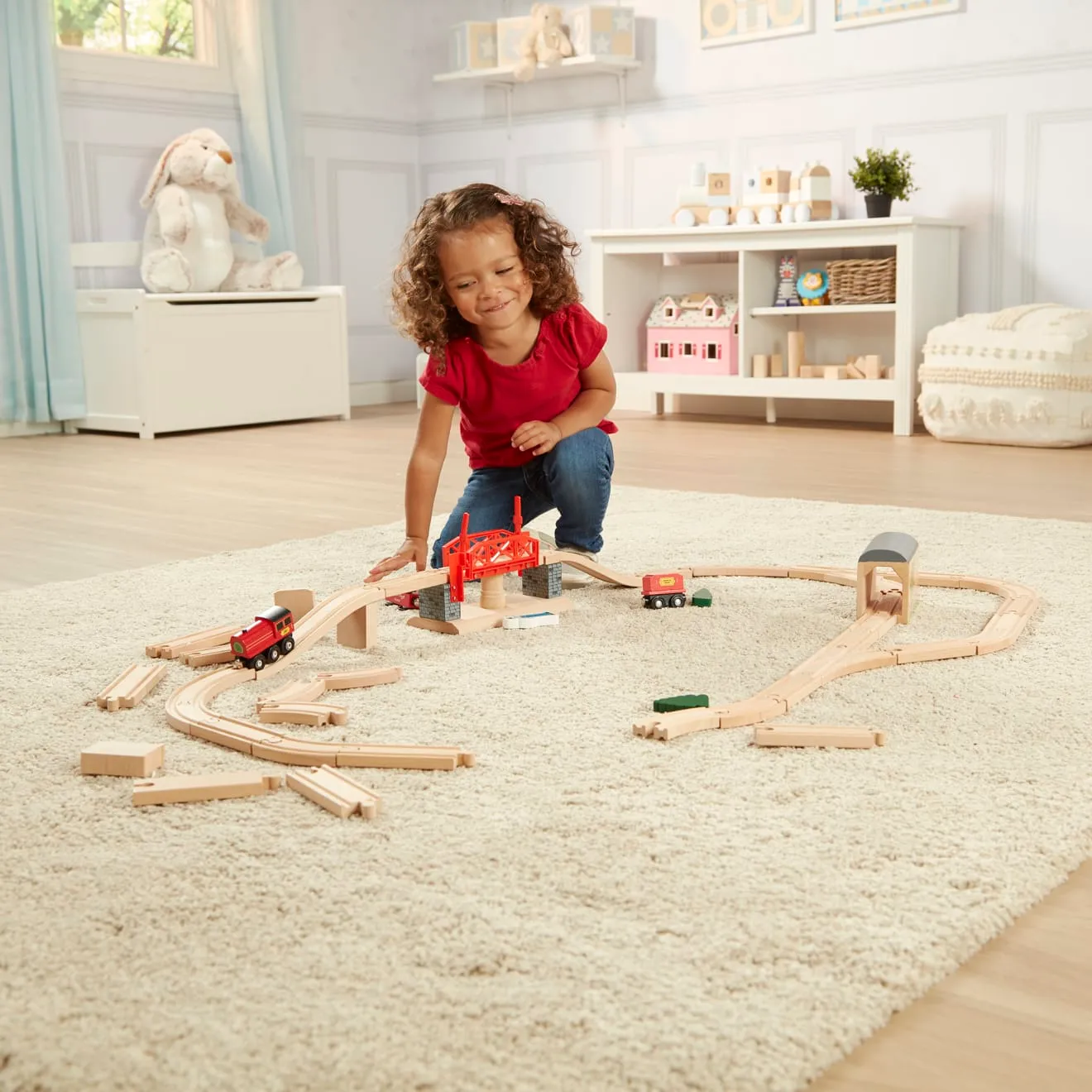 Melissa and Doug Drehbrücke Holzeisenbahn 47 Teile