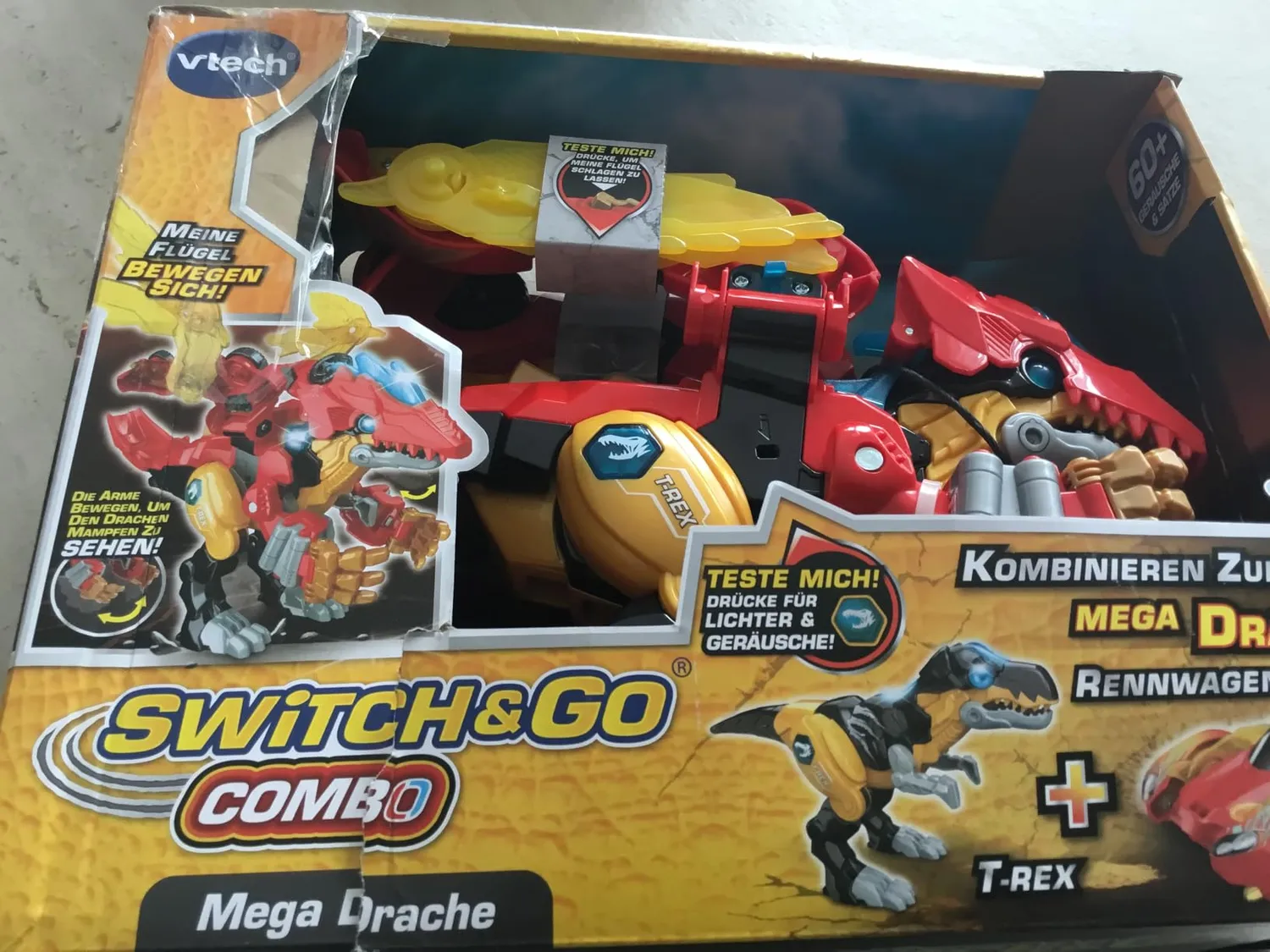 VTech Switch & Go Dinos Combo Mega Drache 2-in-1 T-Rex Auto 3-8