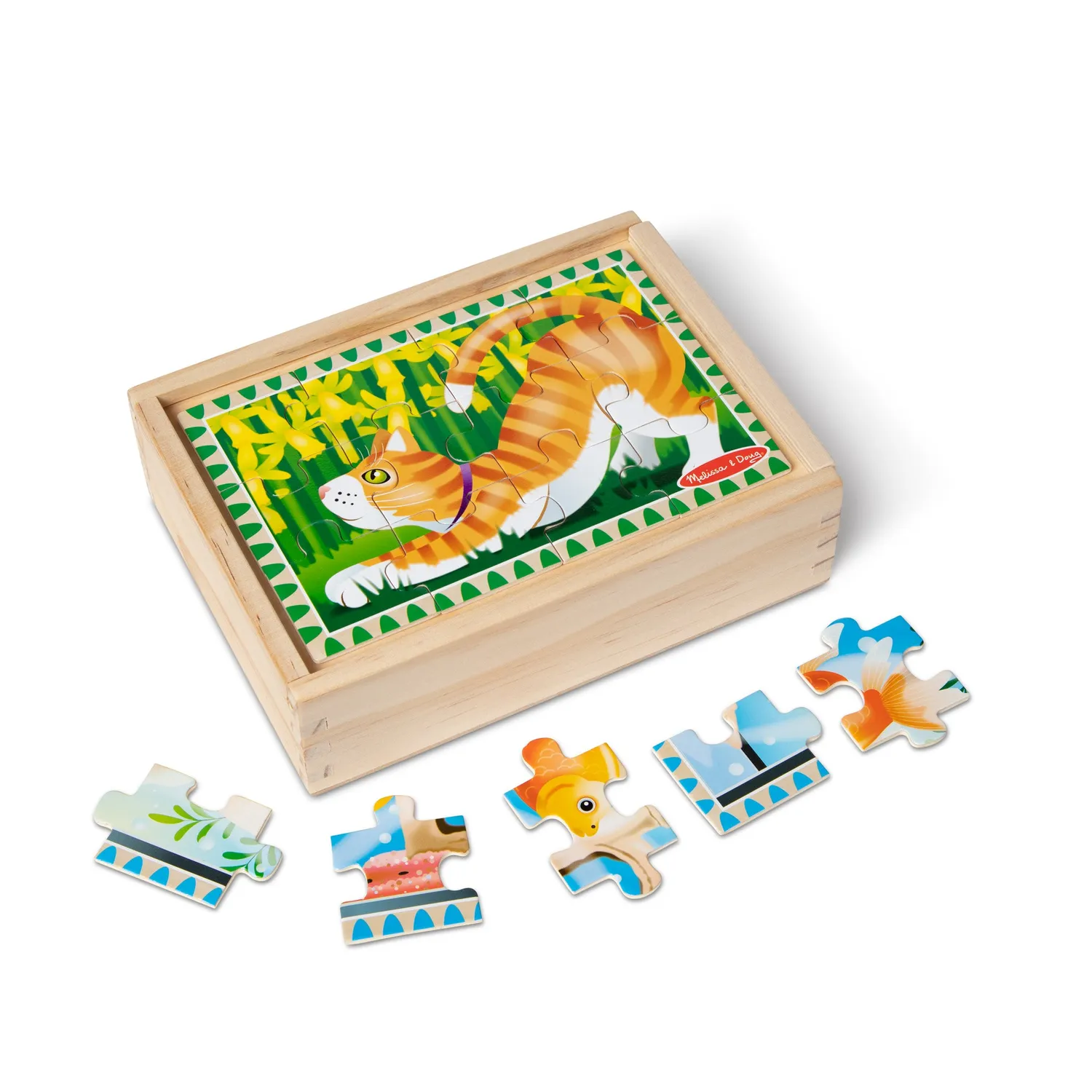 Melissa & Doug Holzpuzzle Box Haustiere 4x12 Teile ab 3 Jahre