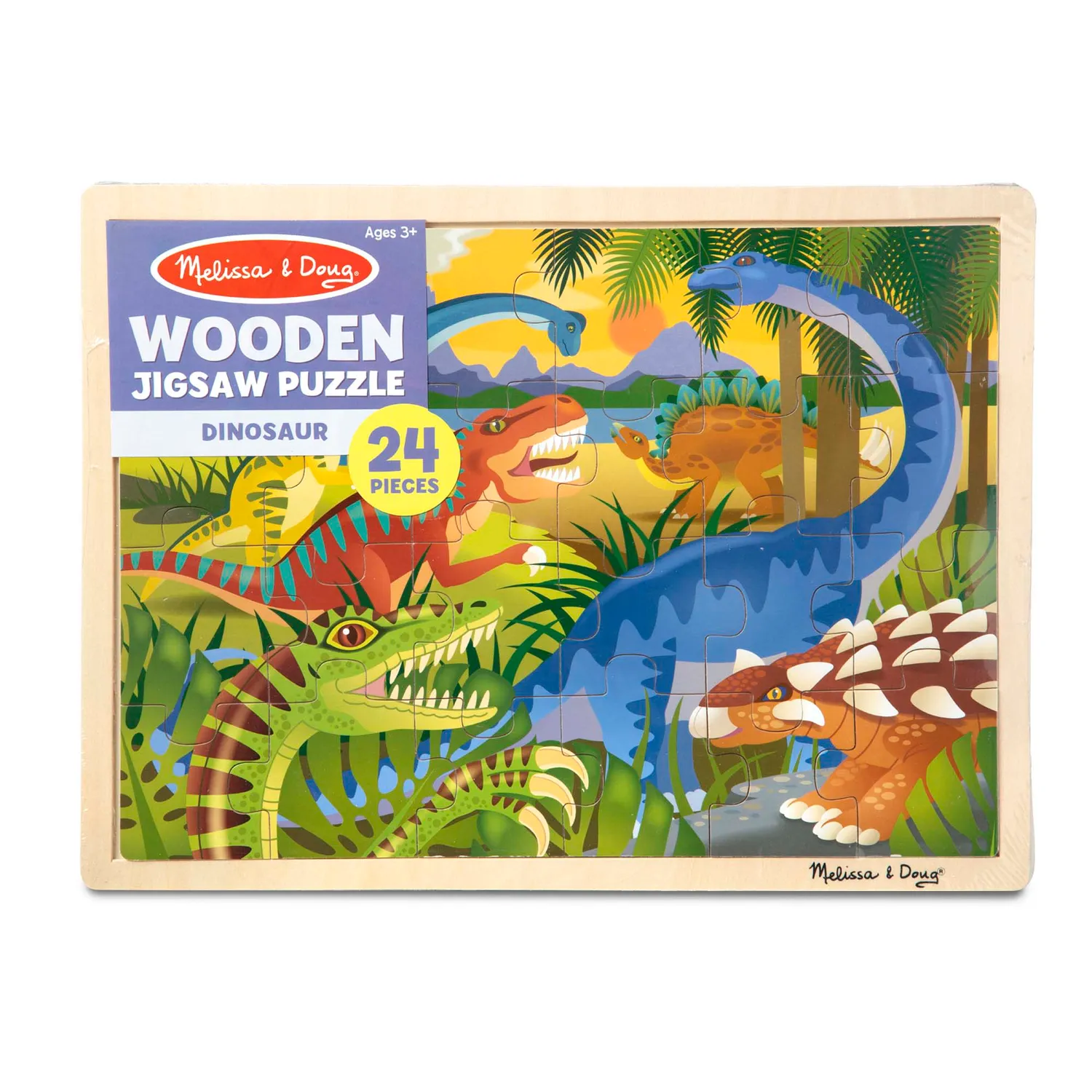 Melissa & Doug Dinosaurier Holzpuzzle 24 Teile mit Tablett