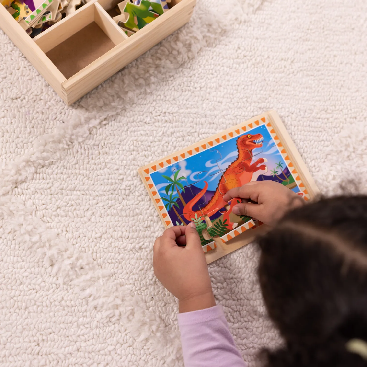 Melissa & Doug Puzzles in a Box Dinosaurier Holzpuzzle 4er