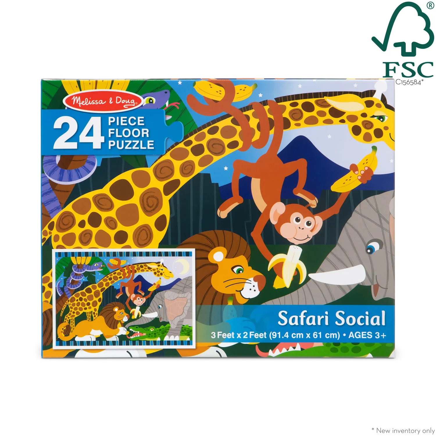 Melissa & Doug Safari Social Bodenpuzzle 24 Teile Tiere
