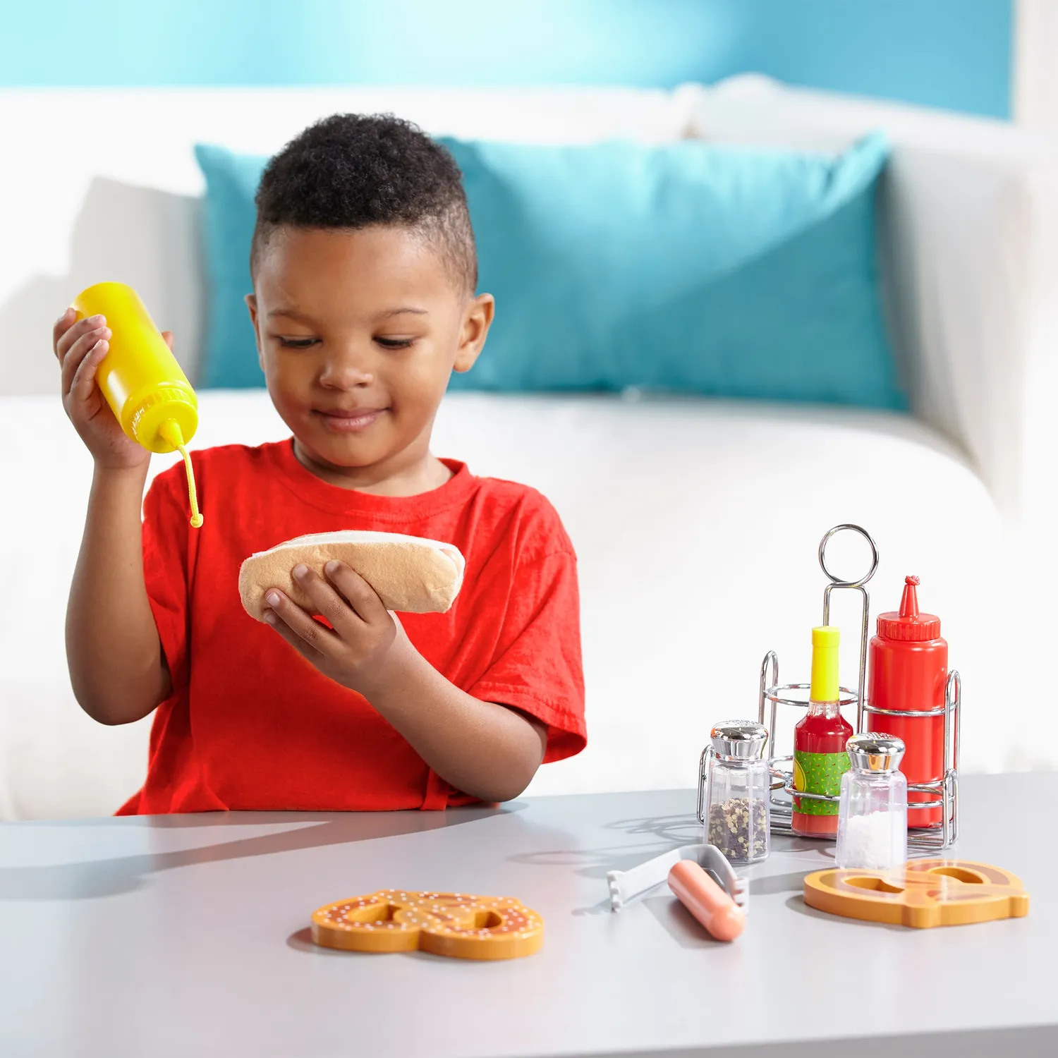 Melissa & Doug Condiments Spielset Spielküche 6-tlg Metallkorb