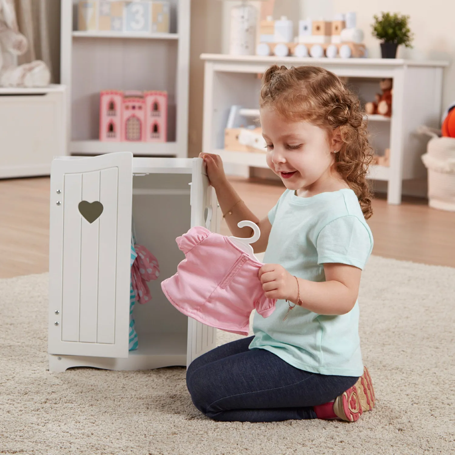 Melissa & Doug Mine to Love Puppenkleiderschrank Weiß Holz
