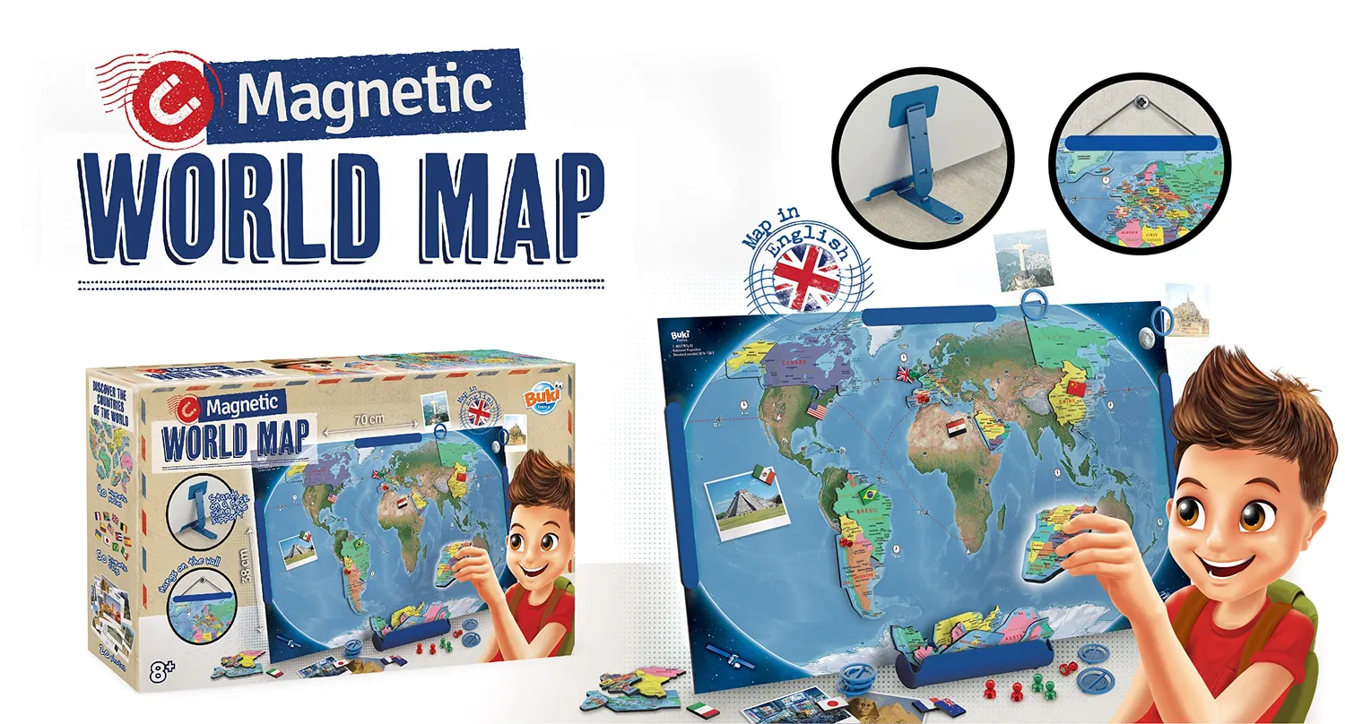 Buki France 7346EN Magnet Weltkarte 70 cm englisch