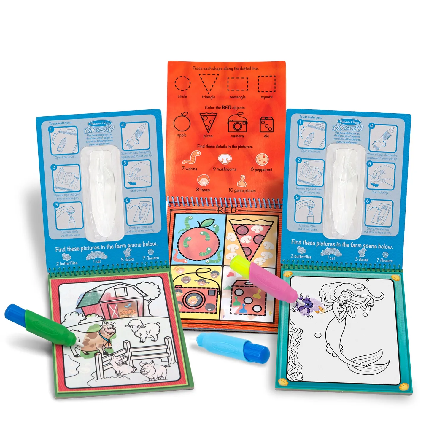 Melissa & Doug Water Wow Wassermalbuch 3er-Pack wiederverwendbar