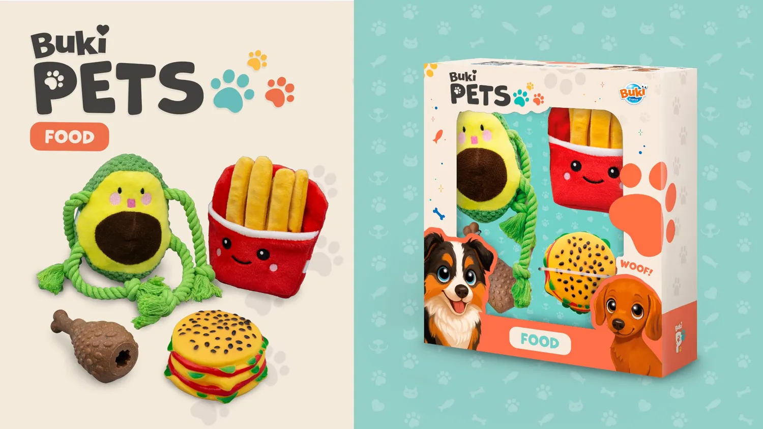Buki Pets PET002 Hundespielzeug-Set 4-teilig Food