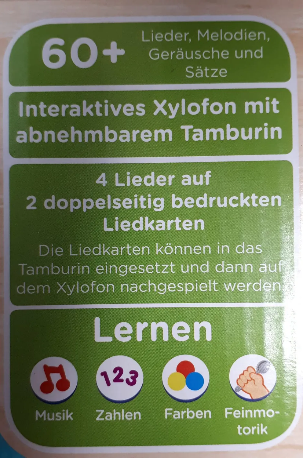 VTech Holz-Xylofon Tamburin Musikspielzeug 8 Klangstäbe