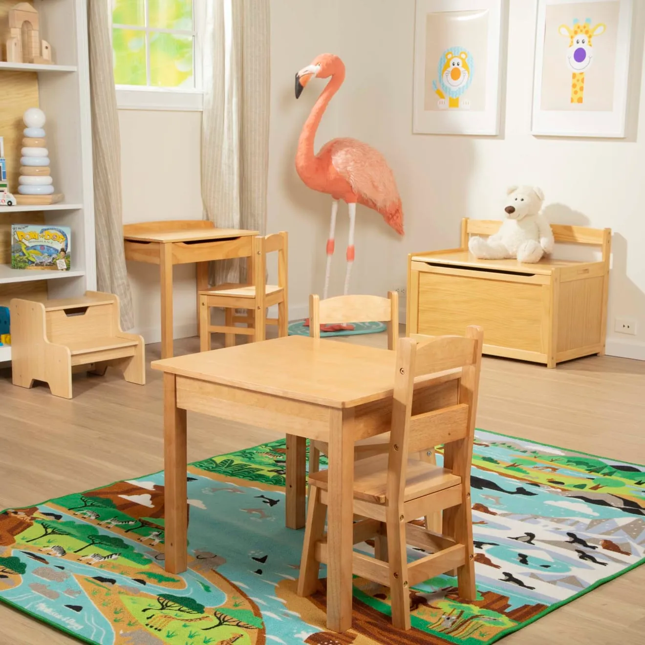 Melissa & Doug Kindertisch mit Stühlen Holz Natur 3tlg