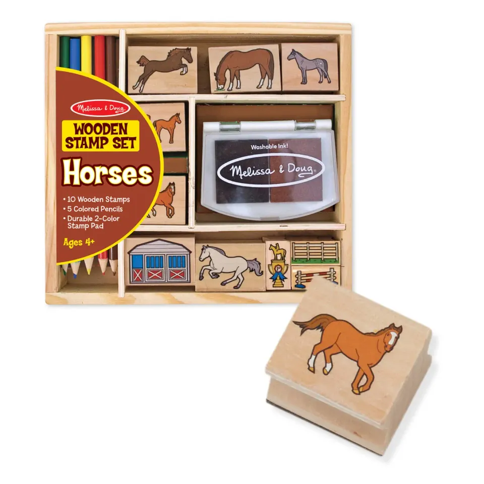 Melissa & Doug Horses Stempelset Holz 9 Teile Pferde