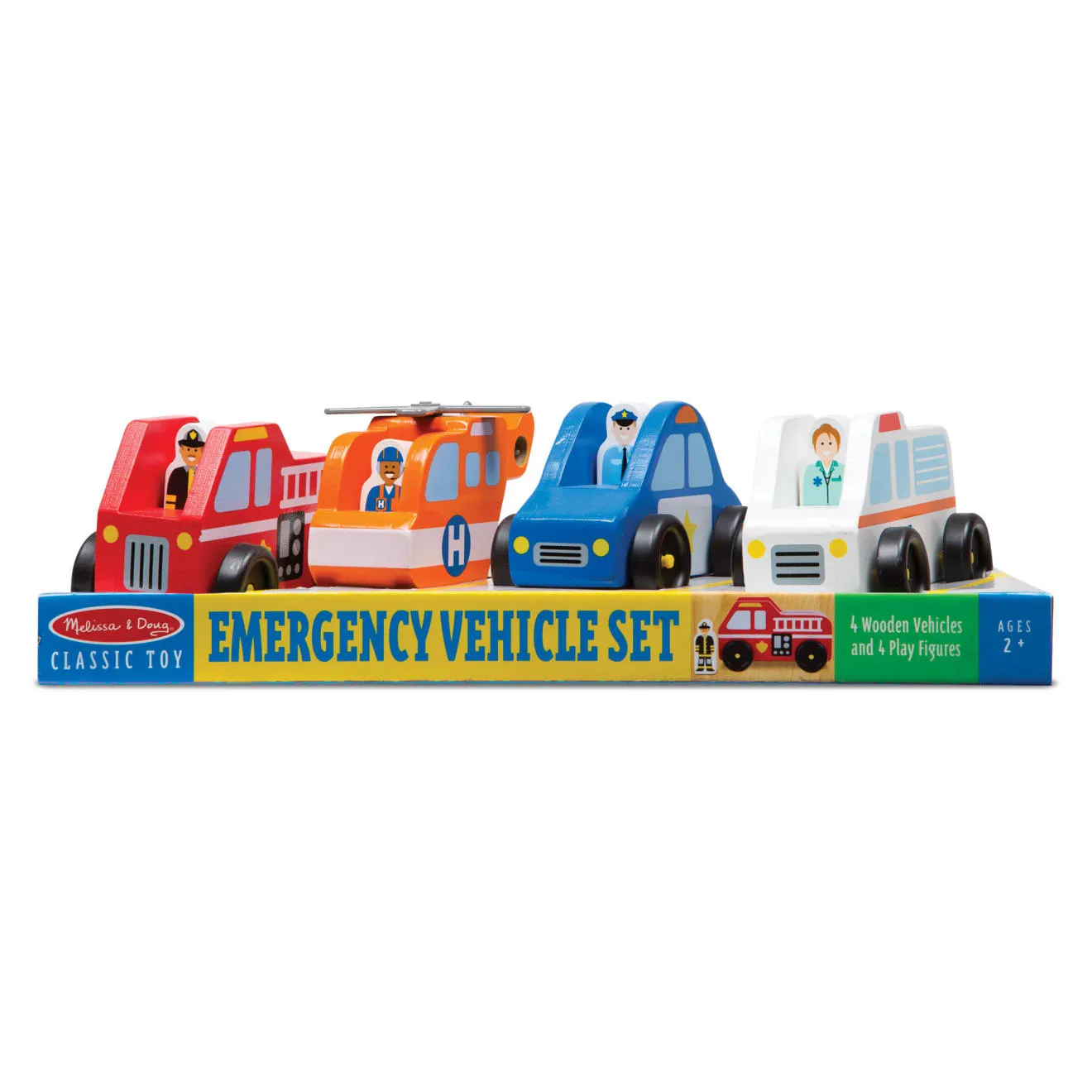 Melissa & Doug Emergency Vehicle Set Holzautos 4er Set Holz