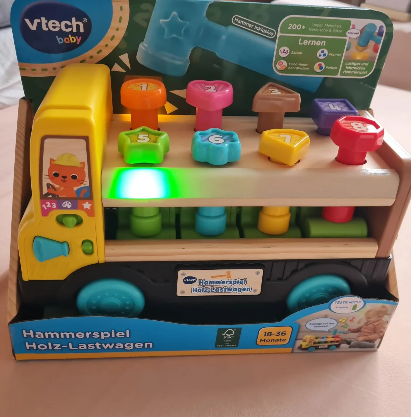VTech Holz-Lastwagen Hammer Lernspielzeug mit Licht
