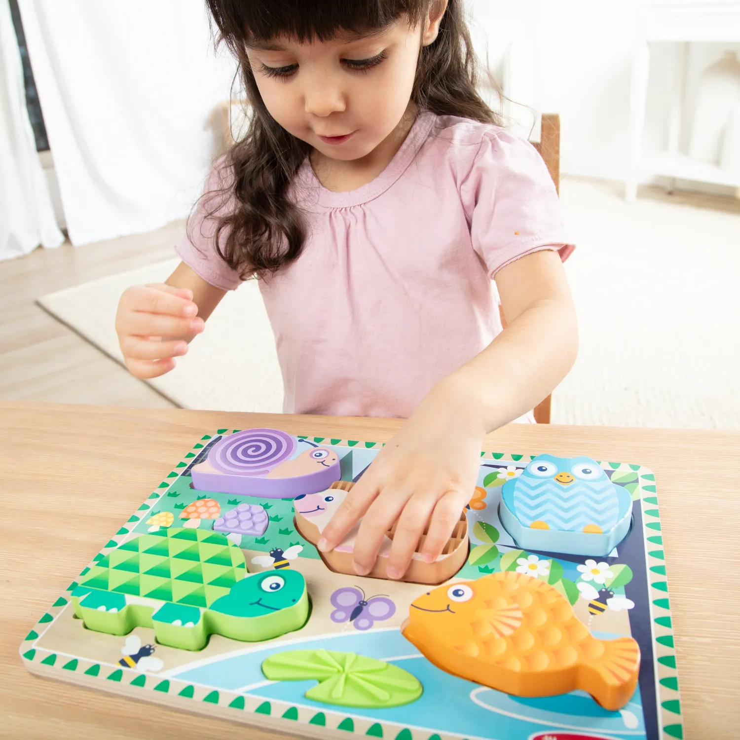 Melissa & Doug Forest Friends Fühlpuzzle Holzpuzzle 5 Teile ab 2J