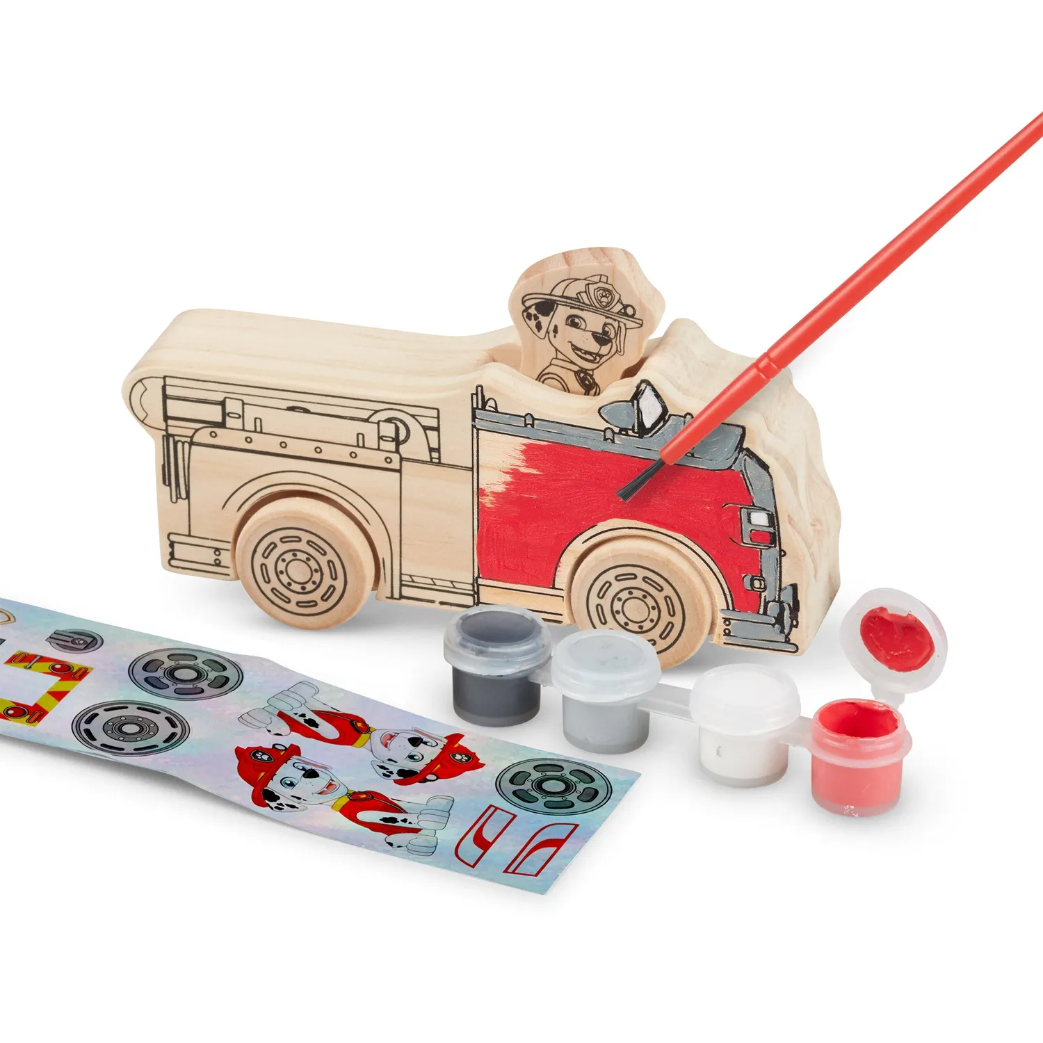 Melissa & Doug PAW Patrol Bastelset Holzfahrzeuge mit Farbe