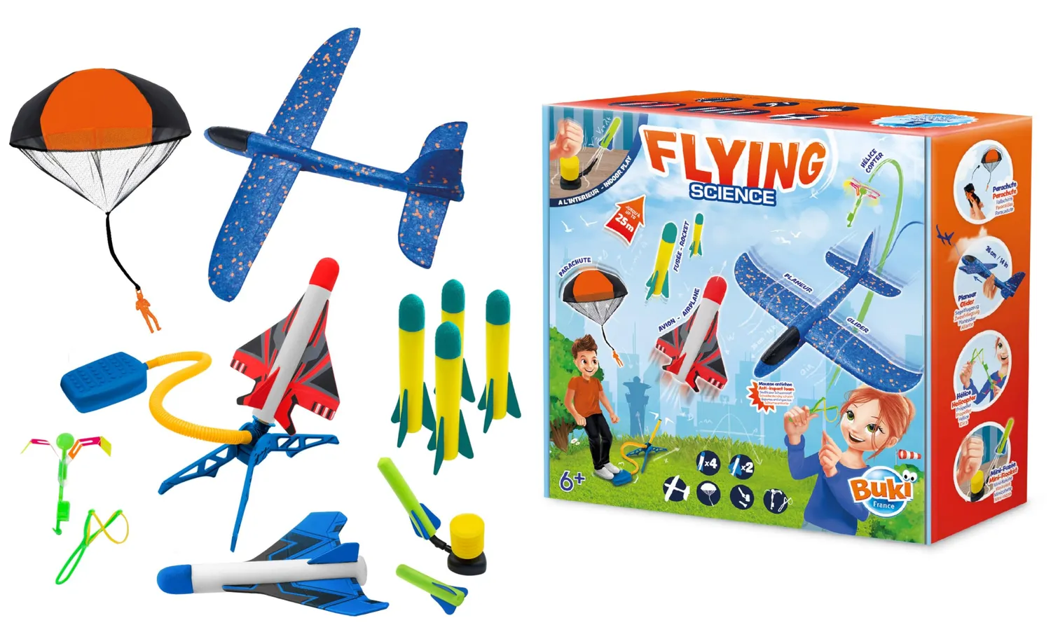 Buki 2173 Flying Science Flugspielzeug Set 6-tlg draußen