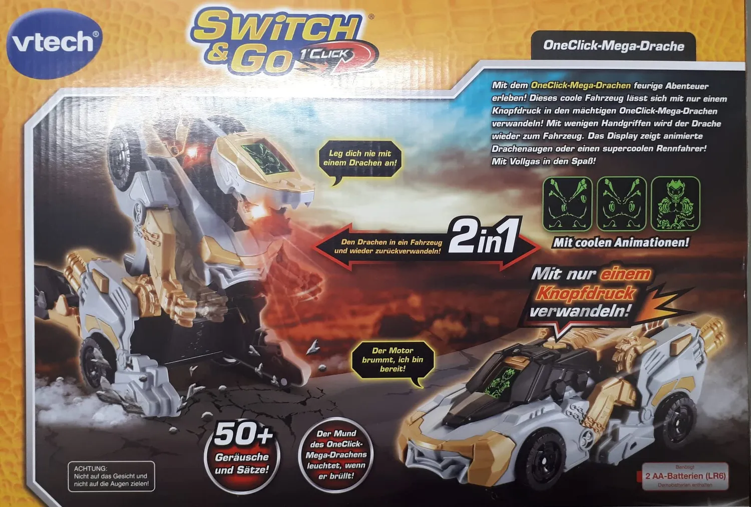 VTech Switch & Go OneClick Mega Drache 2in1 Transformer 3-8 Jahre