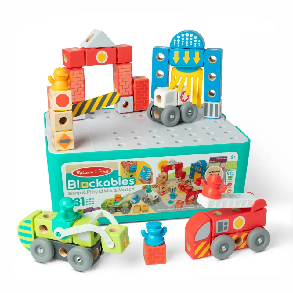 Melissa & Doug Blockables City Deluxe Bausteine Holz 131-tlg