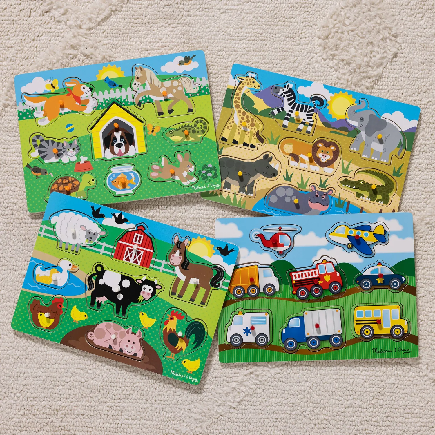 Melissa and Doug Peg Puzzle Holzpuzzle 4er Set ab 2 Jahre