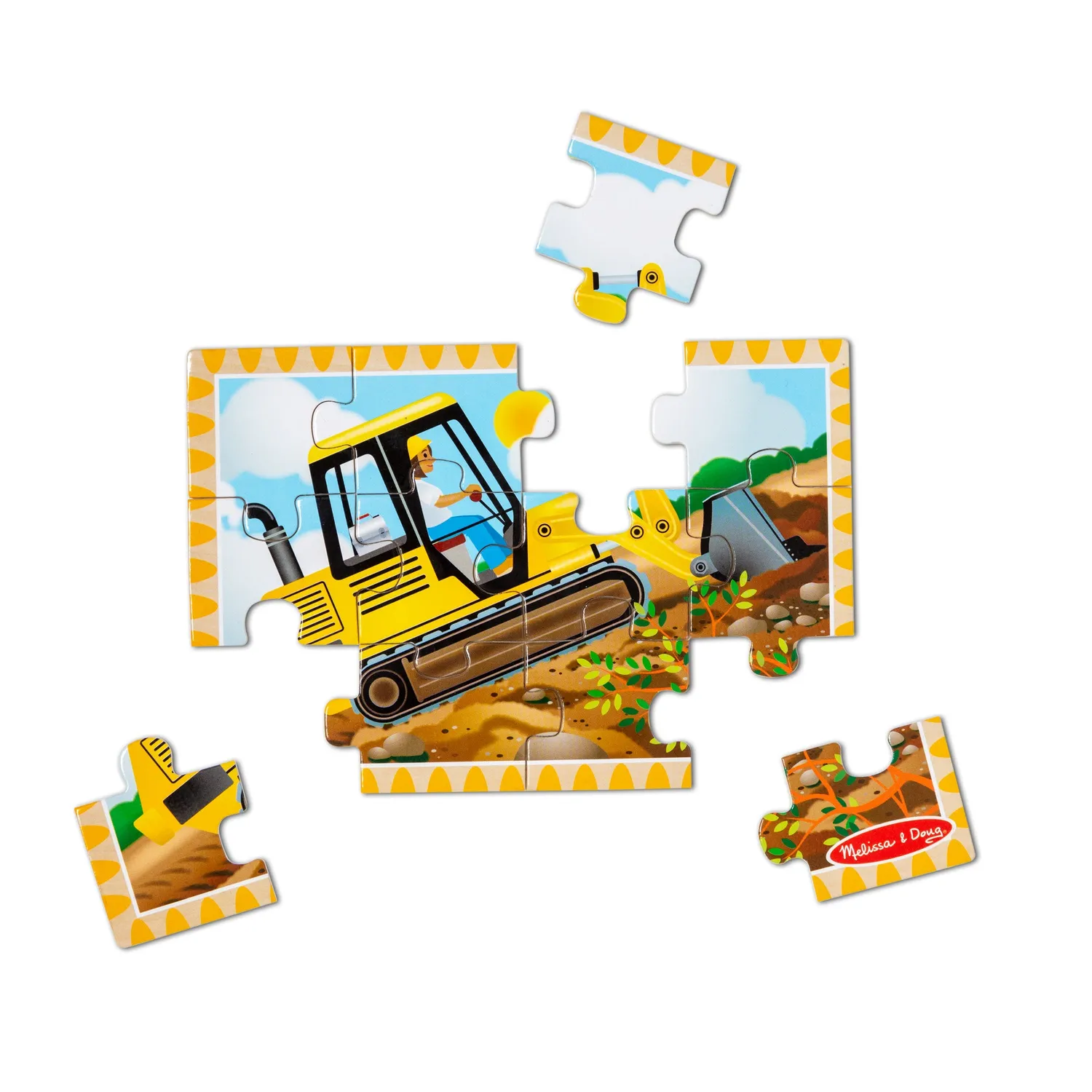 Melissa & Doug Construction Holzpuzzle Baufahrzeuge 4x12 Teile