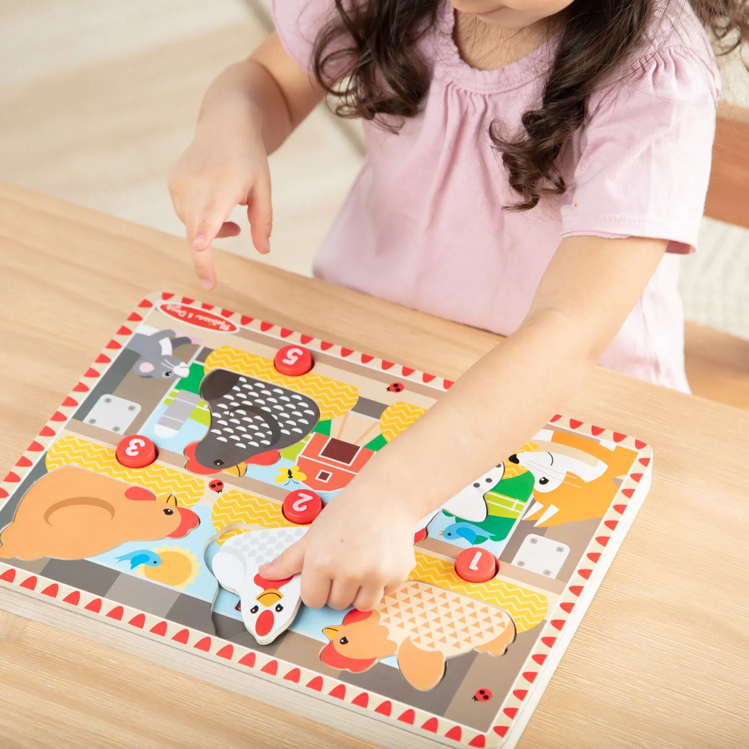 Melissa & Doug Happy Hens Push Pop Puzzle Hühner Holz