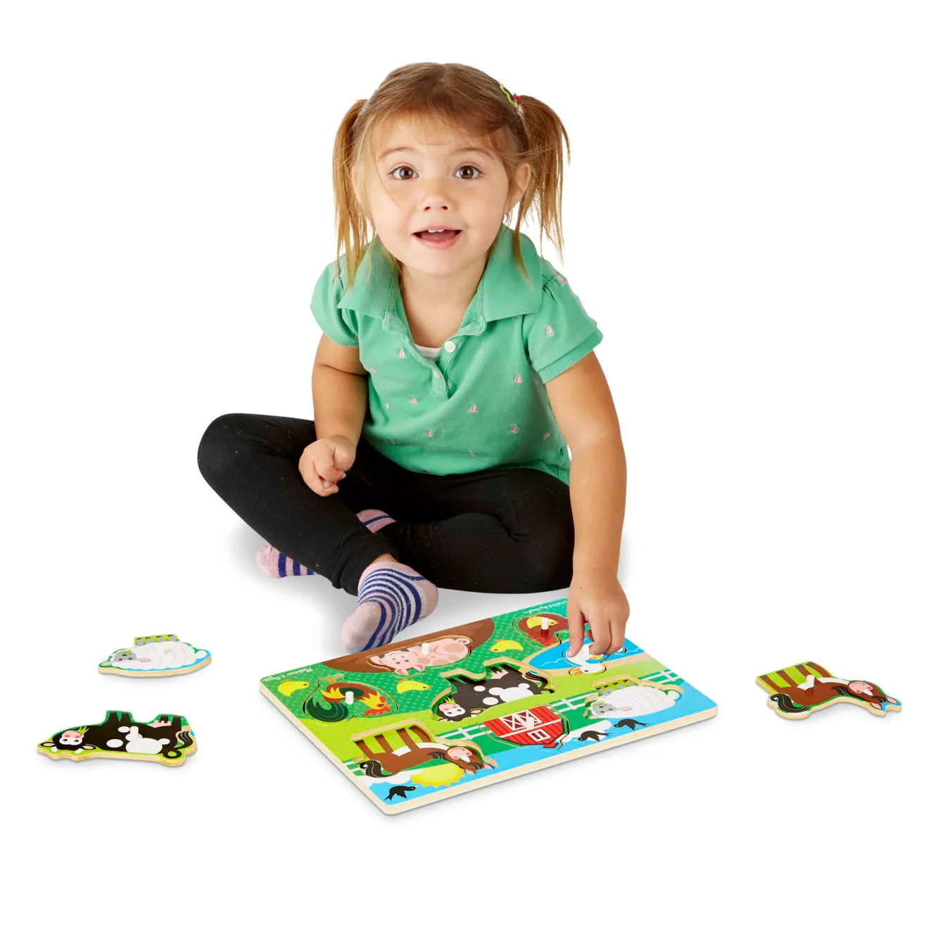Melissa & Doug Farm Steckpuzzle Holz 8 Teile Bauernhof