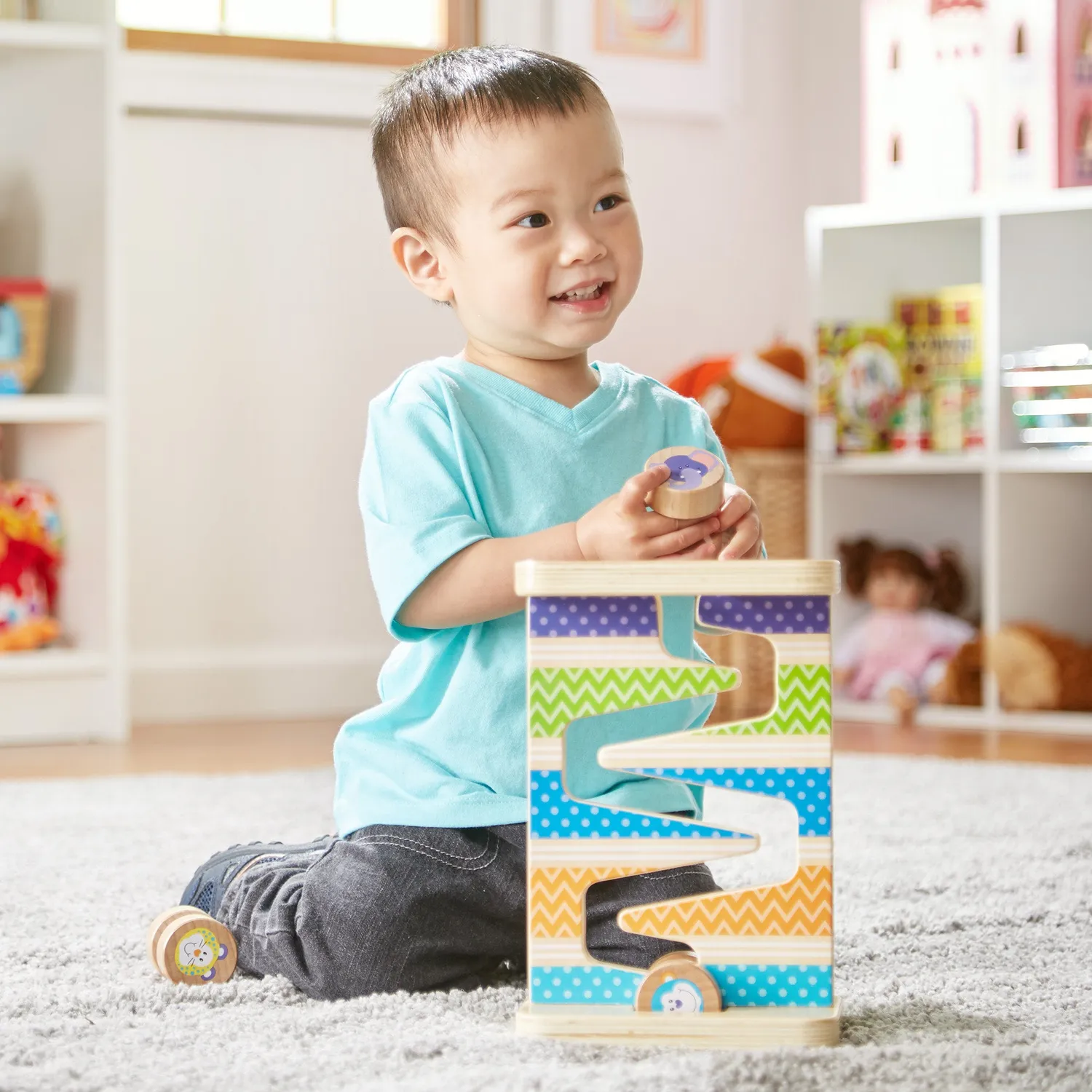 Melissa & Doug Safari Zig-Zag Tower Kugelbahn Holz 4-tlg