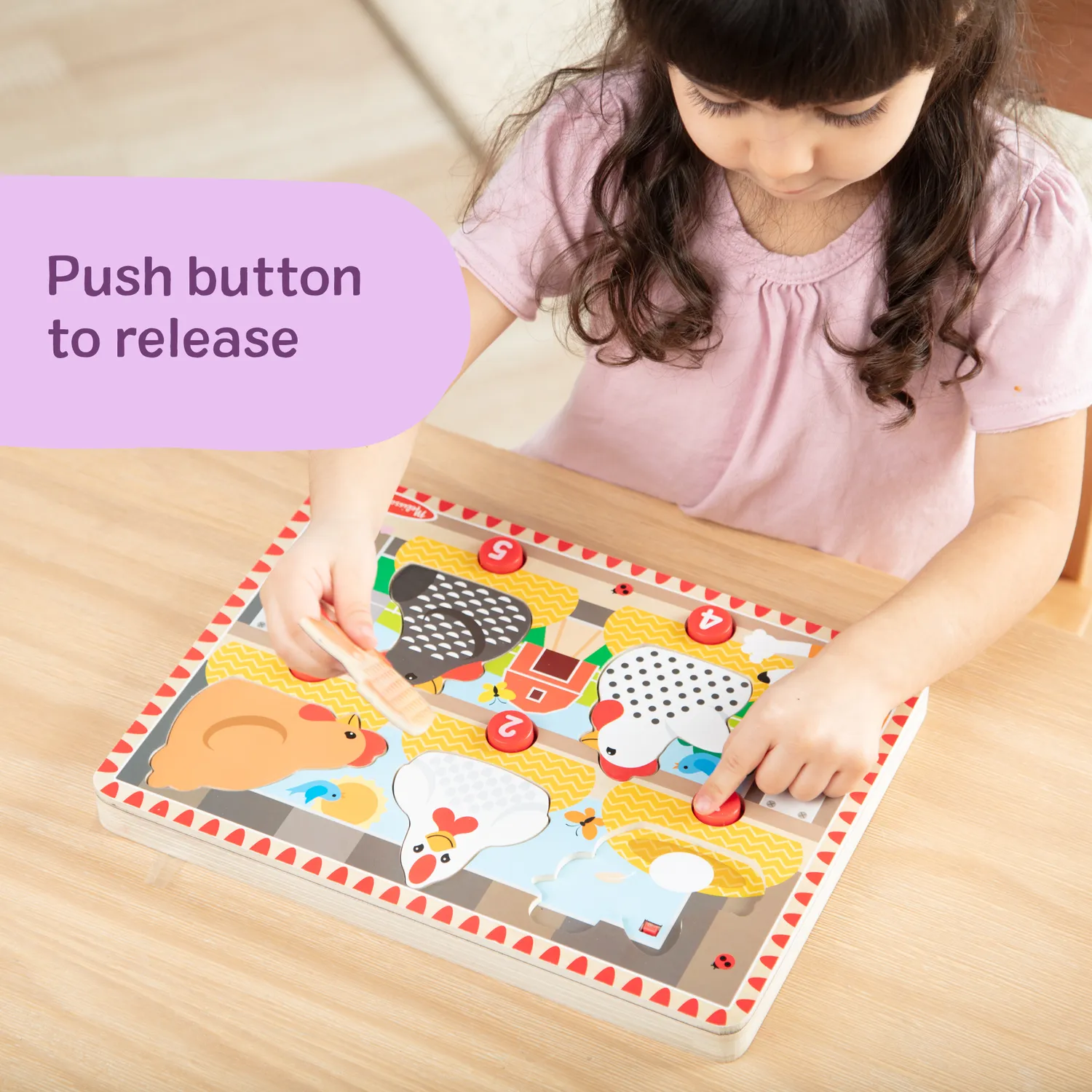 Melissa & Doug Happy Hens Push Pop Puzzle Hühner Holz