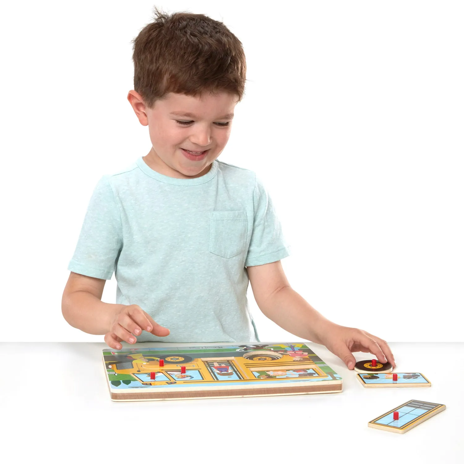Melissa & Doug Wheels on the Bus Holzpuzzle 6 Teile mit Sound ab 2 Jahre