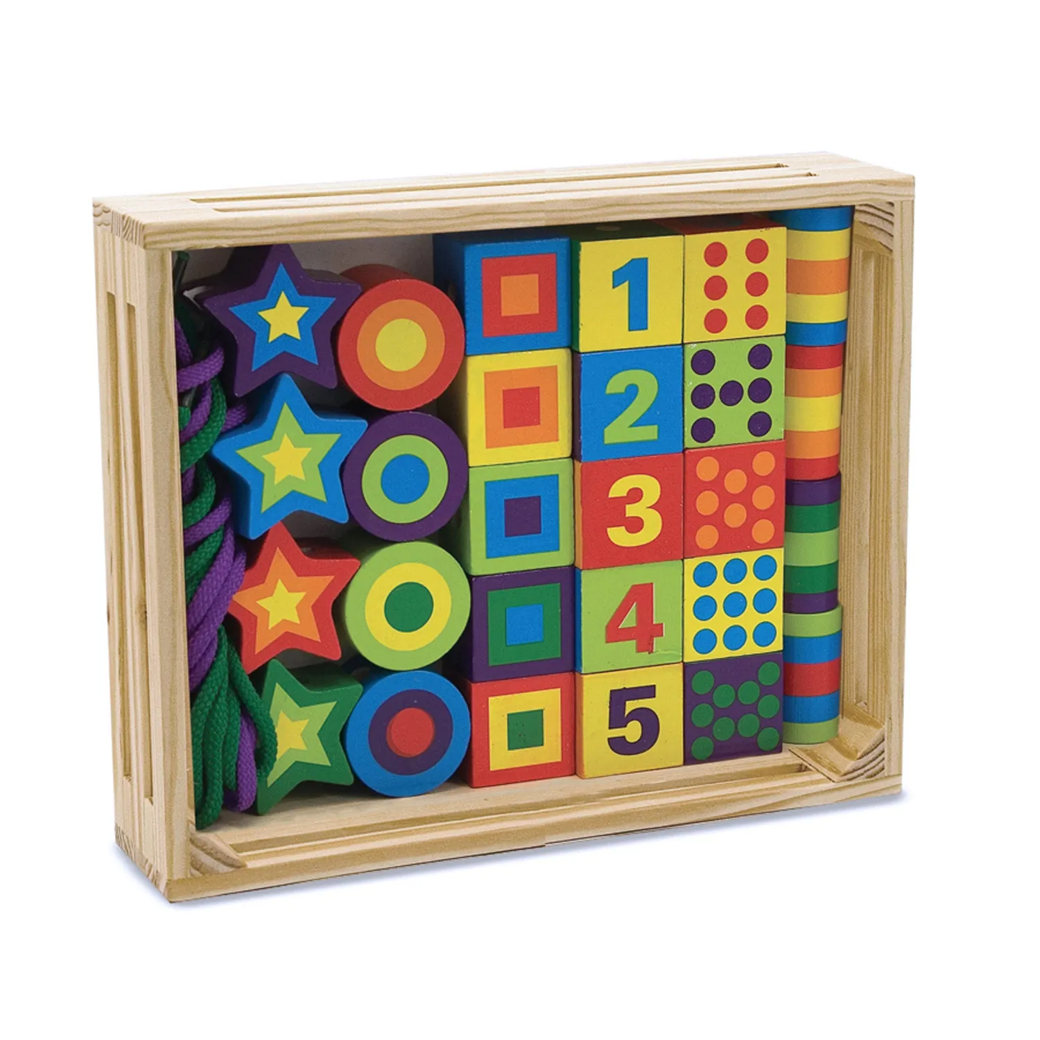 Melissa & Doug Lacing Beads Fädelperlen 27 Stück Holz