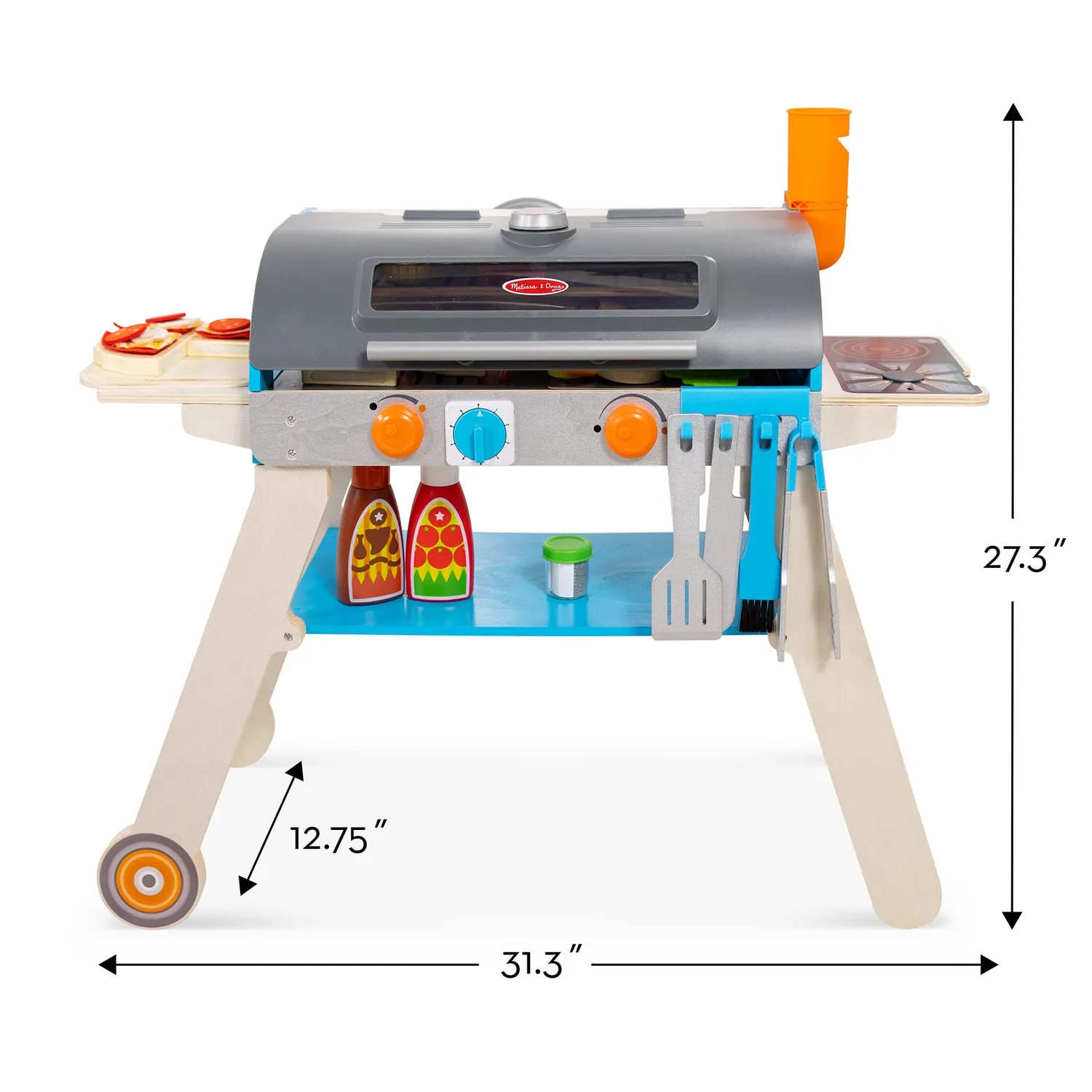 Melissa & Doug Grill Pizzaofen Spielset Holz 60-tlg