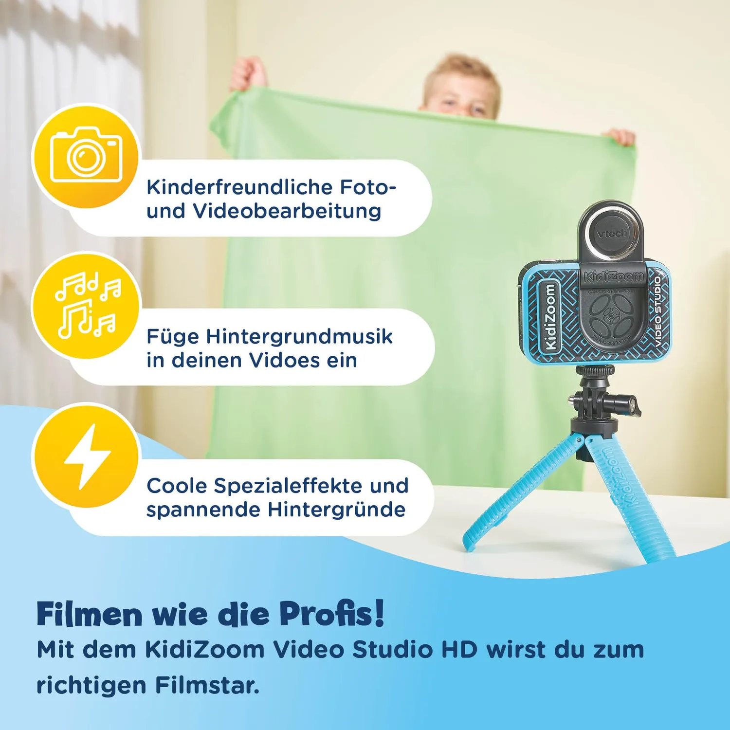 VTech Kidizoom Video Studio HD Kinderkamera blau mit Greenscreen