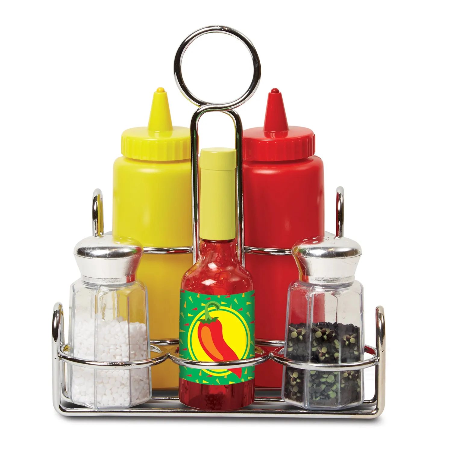 Melissa & Doug Condiments Spielset Spielküche 6-tlg Metallkorb
