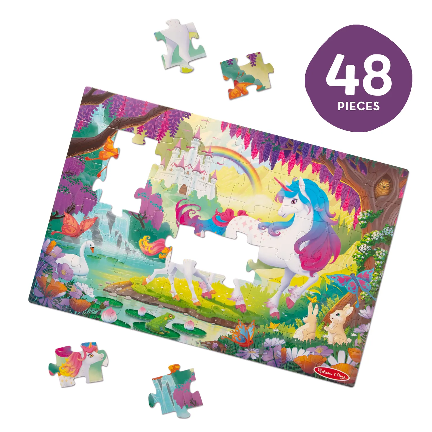 Melissa & Doug Glow-in-the-Dark Unicorn Bodenpuzzle 48 Teile leuchtend