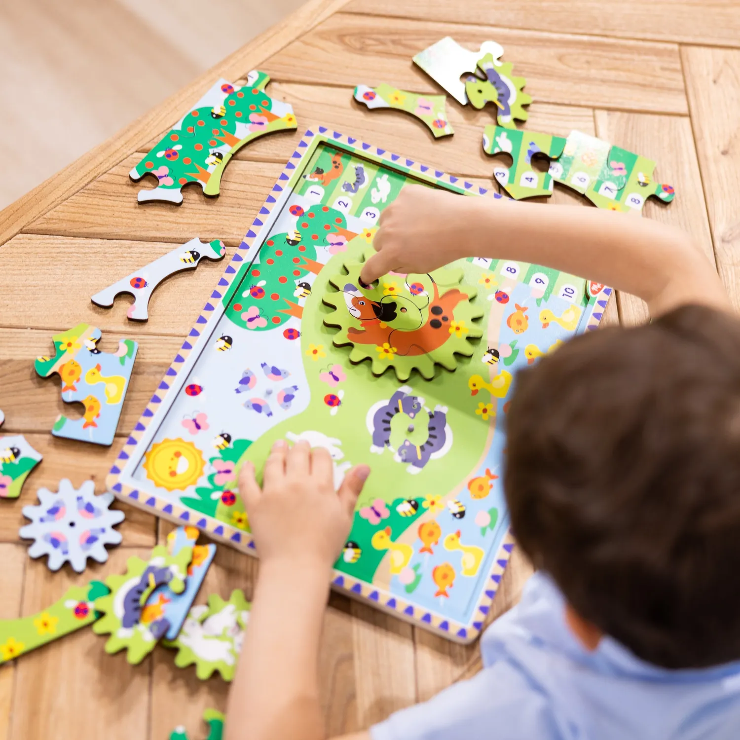 Melissa & Doug Animal Chase Holzpuzzle Zahnräder 24 Teile Tiere
