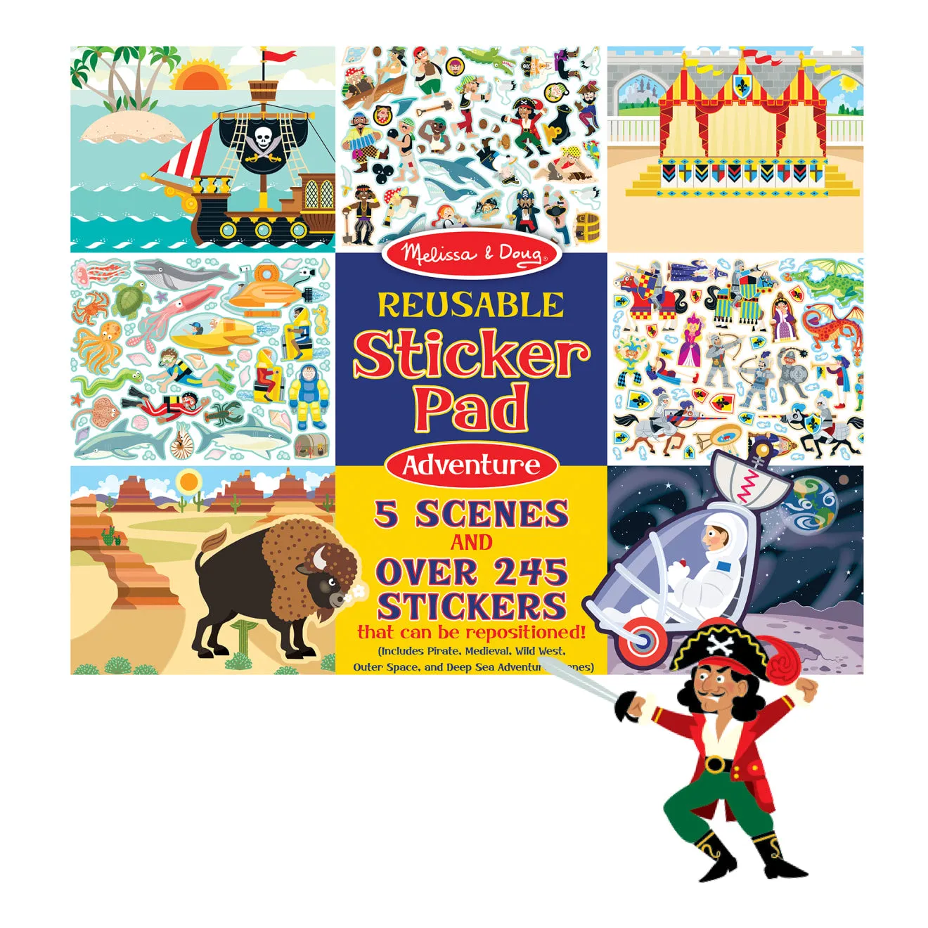 Melissa & Doug Adventure Stickerbuch 245 Sticker wiederverwendbar